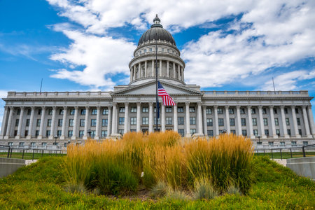 Salt Lake City, UT, USA - August 5, 2019: The huge outside preserve grounds of Utah State Capitolのeditorial素材