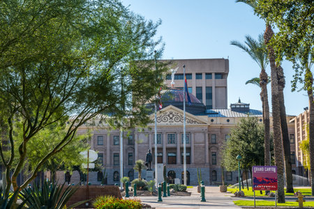 Phoenix, AZ, USA - October 24, 2019: The huge outside preserve grounds of Arizona State Capitolのeditorial素材