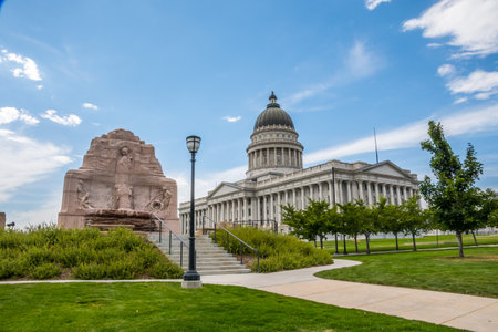Salt Lake City, UT, USA - August 5, 2019: The huge outside preserve grounds of Utah State Capitolのeditorial素材