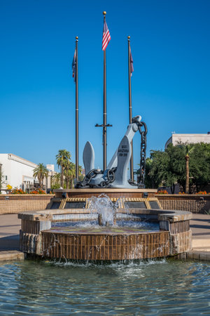Phoenix, AZ, USA - October 24, 2019: The USS Arizona BB-39 stone markerのeditorial素材