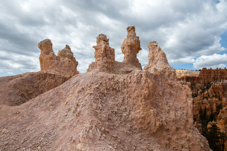 Red Rocks Hoodoos in Bryce Point at Bryce Canyon National Park, Utahの写真素材