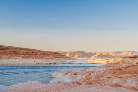 An overlooking landscape view of Glen Canyon National Recreation Area, Arizonaの写真素材