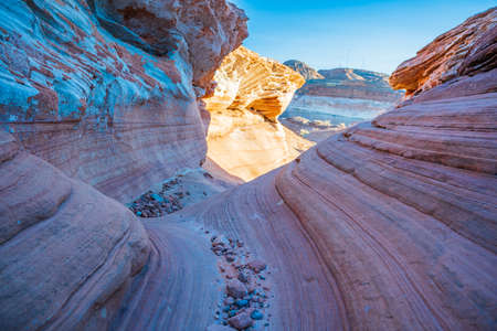 An overlooking landscape view of Glen Canyon National Recreation Area, Arizonaの写真素材