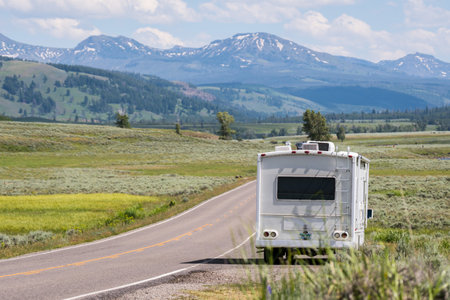 Custer National Forest, MT, USA - July 6, 2020: Enjoying the captivated view from our RVのeditorial素材
