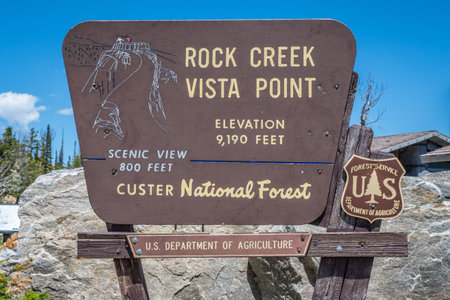 Custer National Forest, MT, USA - July 6, 2020: The Rock Creek Vista Point Elevationのeditorial素材
