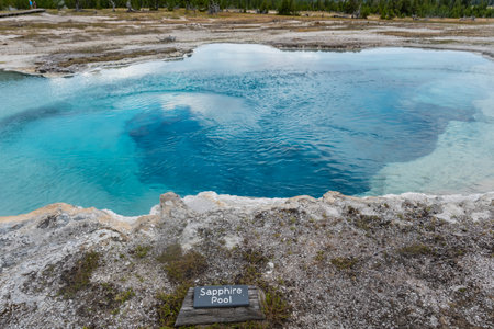 Yellowstone NP, WY, USA - August 1, 2020: The Sapphire Poolのeditorial素材