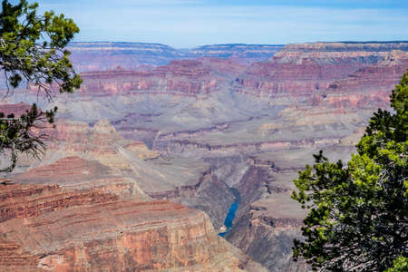 An overlooking landscape view of Grand Canyon National Park, Arizonaの写真素材
