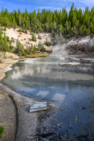 Yellowstone NP, WY, USA - Aug 12, 2020: The Monarch Geyser Craterのeditorial素材