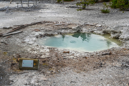 Yellowstone NP, WY, USA - Aug 12, 2020: The Mystic Springのeditorial素材