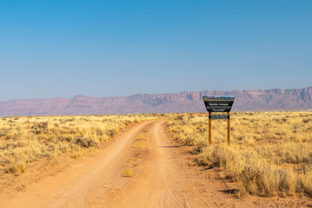Marble Canyon, AZ, USA - Oct 2, 2020: A welcoming signboard at the entry point of the preserve canyonのeditorial素材