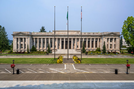 Olympia, WA, USA - Aug 13, 2021: The huge outside grounds of Olympia State Capitolのeditorial素材