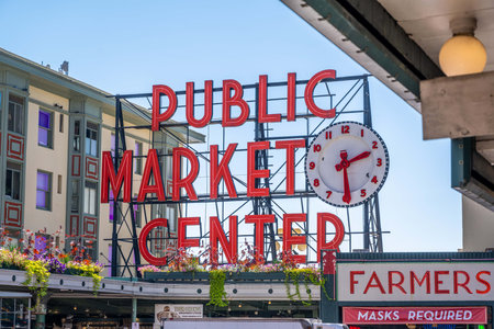 Seattle, WA, USA - August 29, 2021: The Public Market Centerのeditorial素材