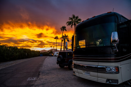 Yuma, AZ, USA - Nov 9, 2021: Enjoying the captivated view from our RVのeditorial素材
