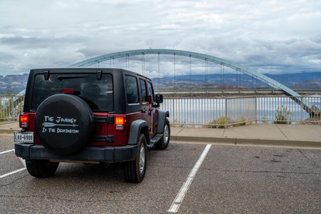 Globe, AZ, USA - Dec 25, 2021: A Jeep Wrangler Unlimited Sports parked along the preserve parkのeditorial素材