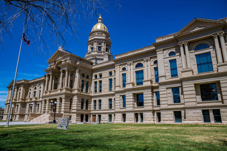 Wyoming, WY, USA - May 10, 2022: The huge outside preserve grounds of Wyoming State Capitolのeditorial素材