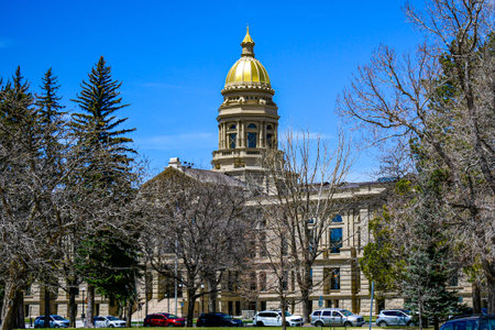 Wyoming, WY, USA - May 10, 2022: The huge outside preserve grounds of Wyoming State Capitolのeditorial素材