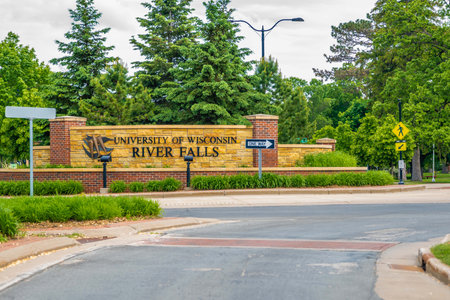 River Falls, WI, USA - June 5, 2022: The University of Wisconsin River Fallsのeditorial素材