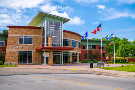 River Falls, WI, USA - June 5, 2022: A well known city for its recreational attraction for fly fishers and kayakersのeditorial素材