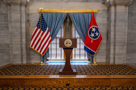 Nashville, TN, USA - July 6, 2022: The large hallways inside the building of Tennessee State Capitolのeditorial素材