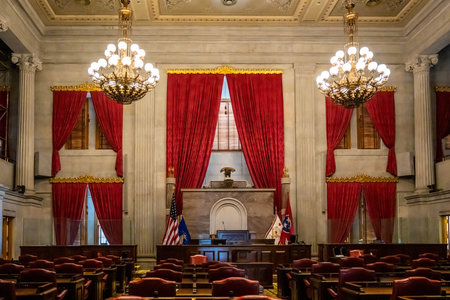 Nashville, TN, USA - July 6, 2022: The large meeting hall of House Chamber in Tennessee State...