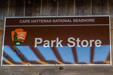 Cape Hatteras NS, NC, USA - Aug 13, 2022: A welcoming signboard at the entry point of the parkのeditorial素材