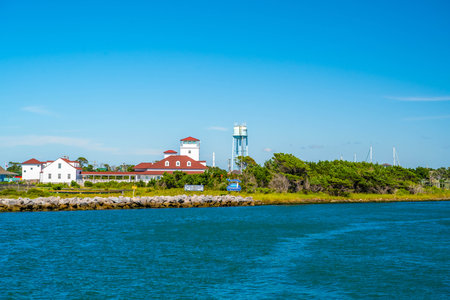 Cedar Island, NC, USA - Aug 13, 2022: A welcoming signboard at the entry point of the parkのeditorial素材