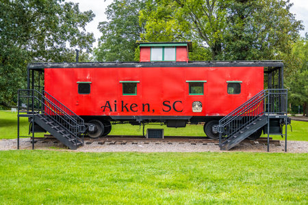 Aiken, South Carolina, USA - Aug 23, 2022: The Aiken Railroad Depot