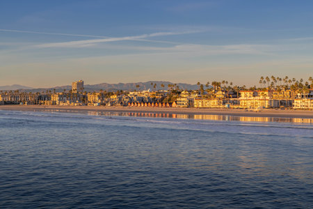 A large refreshing flow of water with a peaceful view of the oceanの写真素材