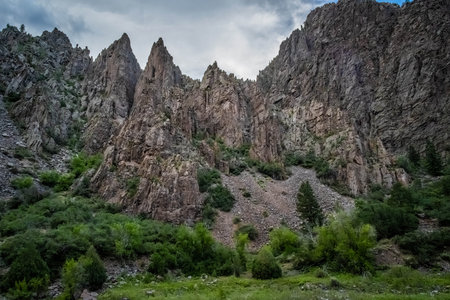 Steepest Cliffs surrounded by part of a deep, steep walled gorgeの写真素材
