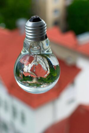 bulb with water and building
