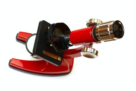 red microscope on a white backgroundの写真素材