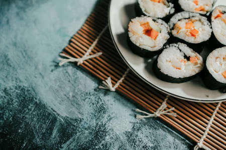 Delicious homemade sushi for everyone to enjoyの写真素材
