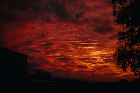 Beautiful sunset in north Texas with dramatic clouds