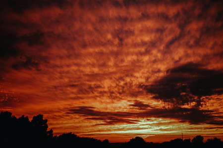 Beautiful sunset in north Texas with dramatic cloudsの写真素材
