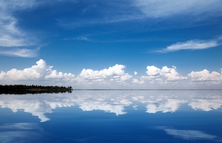 Image a beautiful summer river landscape. The Dnieper River, Ukraine.