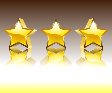 Illustration of the three gold stars. Vector.のイラスト素材