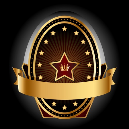 Illustration gold insignia on a black background.のイラスト素材
