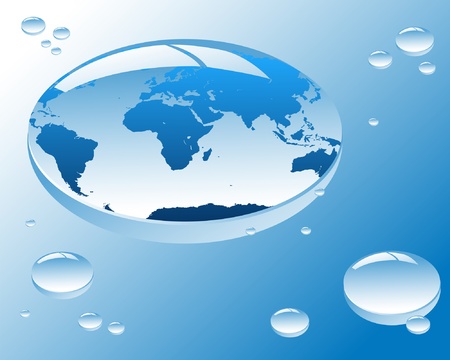 Planet earth in a drop of water.のイラスト素材