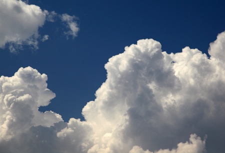 Beautiful white clouds are in high sky.