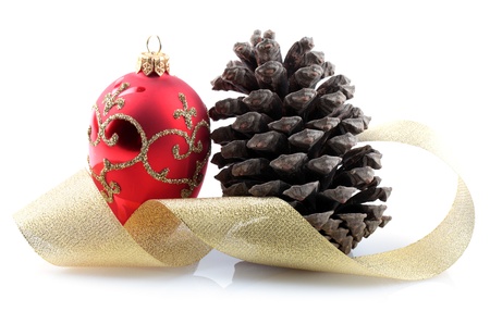 Christmas decorations on white backgroundの写真素材
