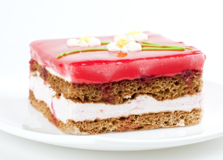 Cake on plate on white background.の写真素材