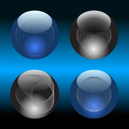 Glass balls on a dark background. Vector.のイラスト素材