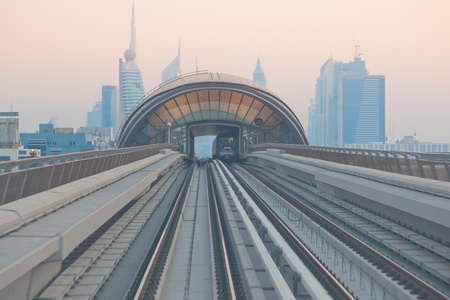 DUBAI, UNITED ARAB EMIRATES - March 21: View of Dubai Metro, on March 21, 2011. Metro Trains operate...