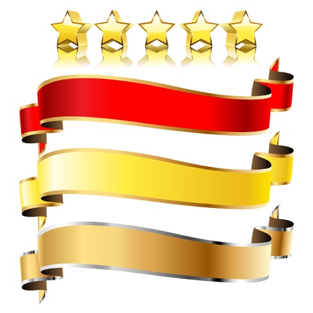 Ribbons and stars isolated on white background. Vector.のイラスト素材