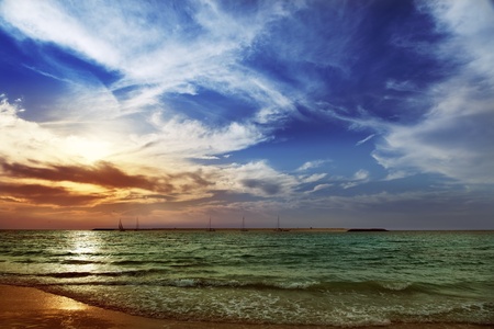 Summer sunset by the Persian Gulf.の写真素材