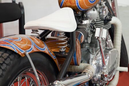 KIEV, UKRAINE - APRIL 29: A new Yamaha sport motorbike is on display at the International...