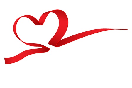 Illustration of red tape in the shape of a heart isolated on white background. Vector.のイラスト素材