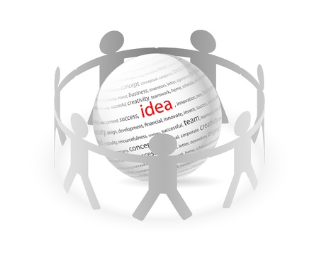 Illustration of paper people around business ideas. のイラスト素材