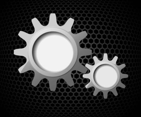Illustration of gears on metal background  Vector  のイラスト素材