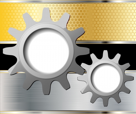 Illustration of gears on metal background  Vector  のイラスト素材
